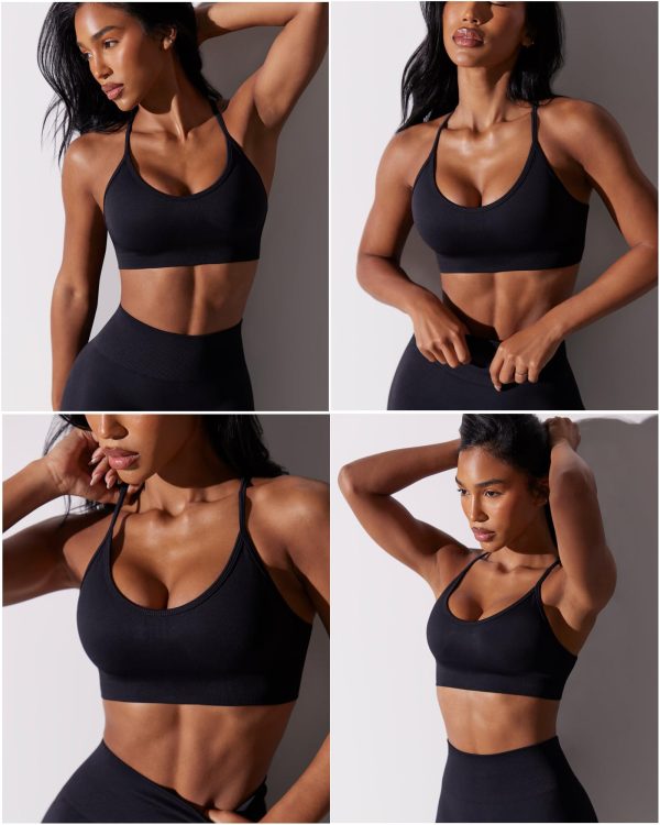 71cQDAnHvL.jpg Sports Bras for Women,Sexy Crisscross Back Seamless Padded Sports Bra Medium Support with Removable Pads