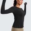 Womens Seamless Workout Long Sleeve Shirts Quick Dry Gym Athletic Tops Breathable Running Yoga T-Shirts