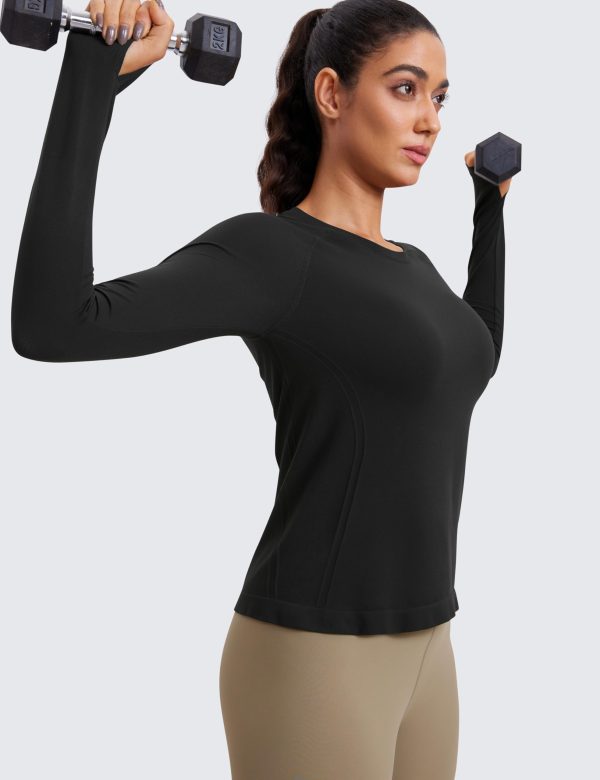 71cxJ0teR-L.jpg Womens Seamless Workout Long Sleeve Shirts Quick Dry Gym Athletic Tops Breathable Running Yoga T-Shirts