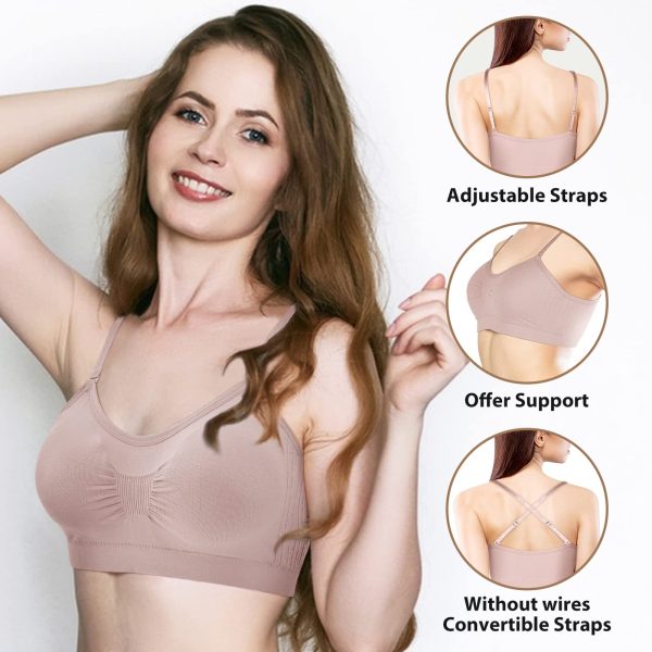 71d9xnRkg-L.jpg 4 Pieces V Neck Padded Bralette Cami Bra Wireless Tank Top Sports Bra with Adjustable Straps