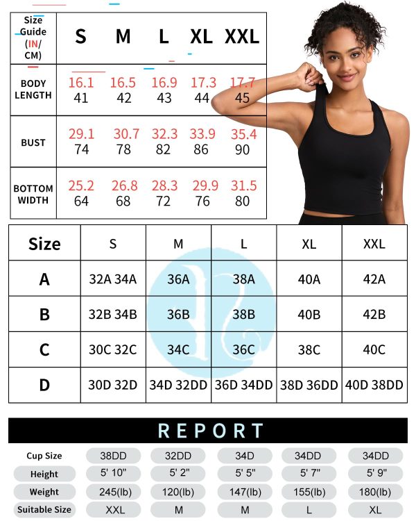 71dA07kzEoL.jpg High Impact Sports Bras for Women - Square Neck Longline Workout Crop Tops with Built in Shelf Yoga Bra