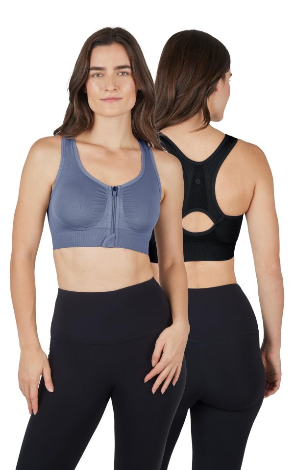 71dKkzR5PDL.jpg - Women's 2 Pack Front Zip Seamless Sports Bra