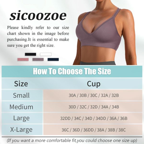 71dm1ta8DhL.jpg Sports Bra for Women V-Neck Strappy Criss Cross Yoga Bra Padded Seamless Workout Gym Athletic Fitness Bras 3 Pack