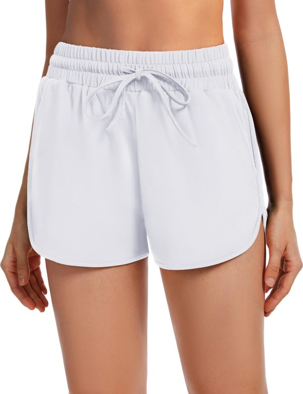 71eT0kTWfUL.jpg Women's Athletic Shorts High Waisted Running Workout Black Sporty Spandex Dolphin Shorts for Gym Yoga Pockets 2.5"
