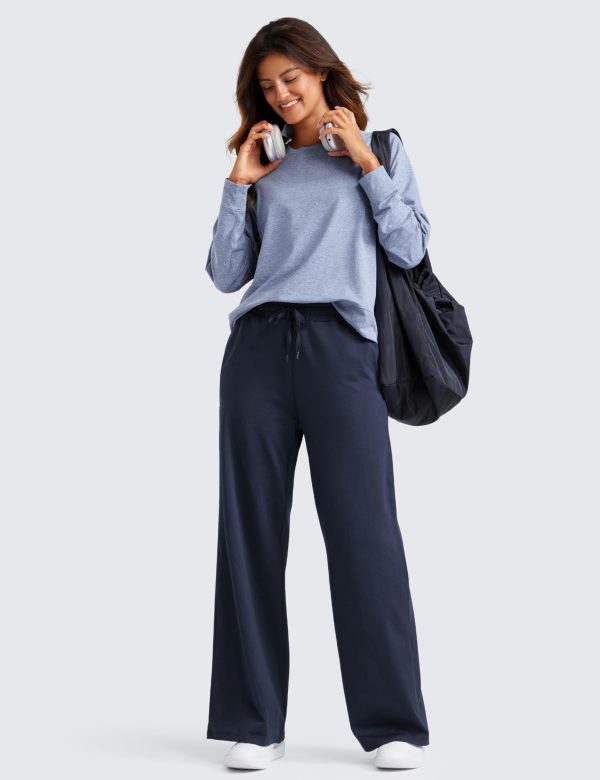 71gkMLP1L.jpg Cloud Jersey Wide Leg Sweatpants Women 30?? High Waisted Casual Lounge Pajama Travel Pants with Pockets