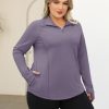 Womens Plus Size Workout Tops Long Sleeve 1/4 Zip UV Sun Protection Quick Dry Hiking Athletic Shirts Rash Guard UPF 50+