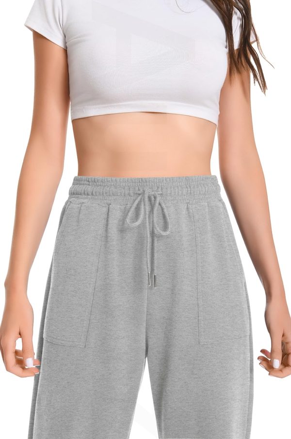 71hRxJlJgfL.jpg Widen Waistband Sweat Pants for Women Exposed Pockets Lounge Sweatpants Straight Leg Pants 29???? Inseam