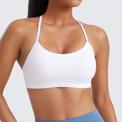 Butterluxe Womens Y Back Sports Bra - Padded Racerback Low Impact Spaghetti Thin Strap Workout Yoga Top