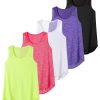 5 Pack Womens Workout Tops Mesh Racerback Tank Tops Sleeveless Athletic Gym Yoga Shirts