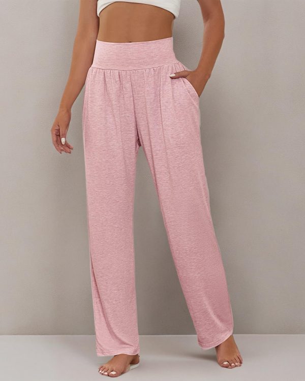 71jH20BahIL.jpg 3 Pcs Women's Wide Leg Yoga Pant Comfy Loose High Waist Lounge Waist Lounge Casual Athletic Workout Joggers Apparel