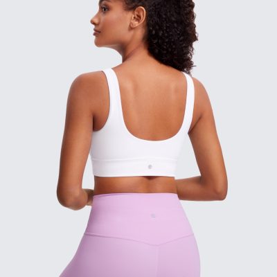 Butterluxe Womens U Back Sports Bra - Scoop Neck Padded Low Impact Yoga Clothes Workout Crop Top with Built in Pads