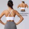 Women's Sports Bras Adjustable Deep V Neck Bras Wireless Spaghetti Strap Criss Cross Padded Low Support Sexy Bras