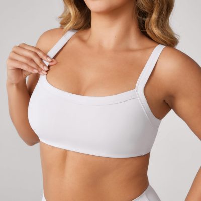 Hugcurve Adjustable Sports Bra Square Neck Wireless Padded Yoga Workout Tops