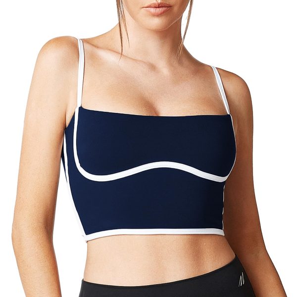 71mdrgtoNgL.jpg Sleeveless Spaghetti Strap Padded Sports Bra Tank Tops Square Neck Double Layer Workout Fitness Basic Crop Tops