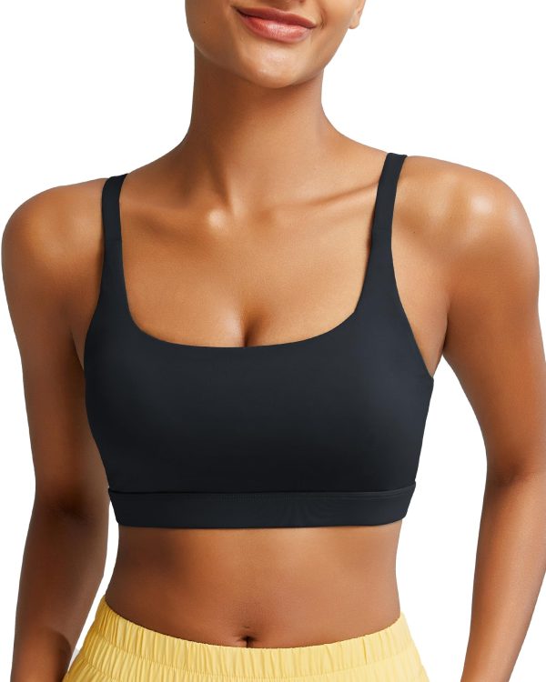71me6VHqHdL.jpg Sports Bras for Women,Square Neck Sports Bra High Support Yoga Bra Workout Crop Top with Built in Bra