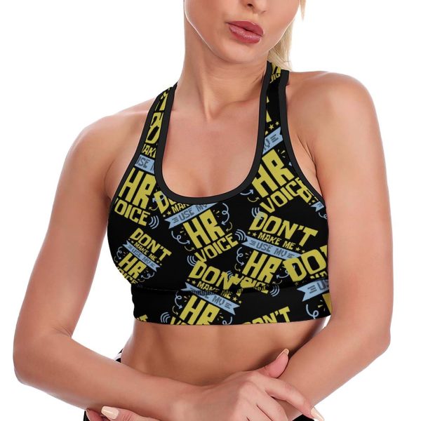 71mrDqBAgNL.jpg Human Resources HR Voice Women's Sports Bra Padded Support Bras Yoga Workout Tank Top
