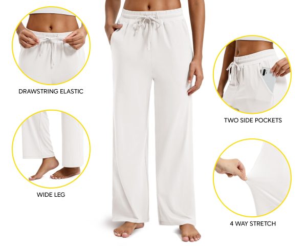 71nHFUBBcnL.jpg Wide Leg Pants for Woman, Loose Sweatpants Women with Pockets,Baggy Casual Drawstring Yoga Pants Long Style