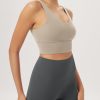 Women's Longline U-Back Sports Bra V-Neck Padded Yoga Workout Wirefree Tank Top