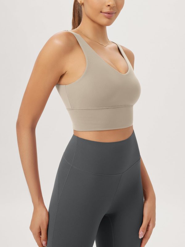 71nQeEhkzL.jpg Women's Longline U-Back Sports Bra V-Neck Padded Yoga Workout Wirefree Tank Top