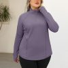 Womens Plus Size Workout Tops Long Sleeve 1/4 Zip UV Sun Protection Quick Dry Hiking Athletic Shirts Rash Guard UPF 50+