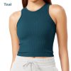 3-Pack Seamless Crop Tank for Women Ribbed Soft High Neck Cropped Tops