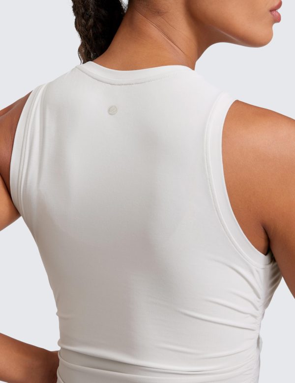 71owU26iREL.jpg Cloudweight Womens Ruched Tank High Neck Workout Fitted Tops Basic Yoga Athletic Sleeveless Shirts