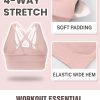 Strappy Sports Bras for Women, Scoop Neck Medium Support Yoga Bra Seamless Criss Cross Longline High Impact Workout Bras