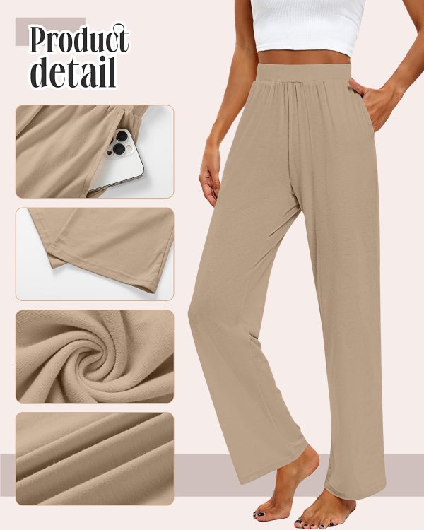 71pBkg5uihL.jpg 3 Pack Women's Lounge Pants, Cozy Wide Leg Lounge Pants with Pockets Loose Flowy Yoga Sweatpants Workout Comfy Jogger