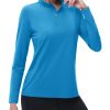 Women's 1/4 Zip Long Sleeve Rash Guard Shirts UPF 50 Quarter Zip Pullover Quick Dry Hiking Workout Tops
