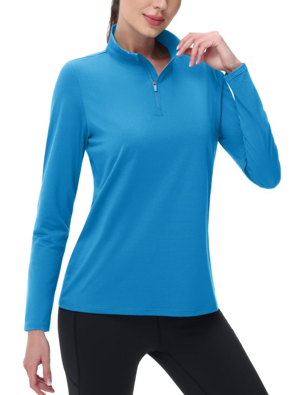 71pWufLS0CL.jpg Women's 1/4 Zip Long Sleeve Rash Guard Shirts UPF 50 Quarter Zip Pullover Quick Dry Hiking Workout Tops