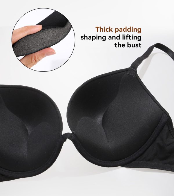 71qovIjwWZL.jpg Women's Deep Plunge Push Up Low Cut Thick Padded Underwire Everyday Bra