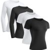 4 Pack Women's Compression Shirt Long/Short Sleeve Performance Workout Baselayer Athletic Top Gym Sports Gear