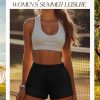 3 Pack Women's Sweat Shorts, Elastic High Waist Shorts Casual Summer Lounge Cotton Comfy Athletic Shorts with Pockets