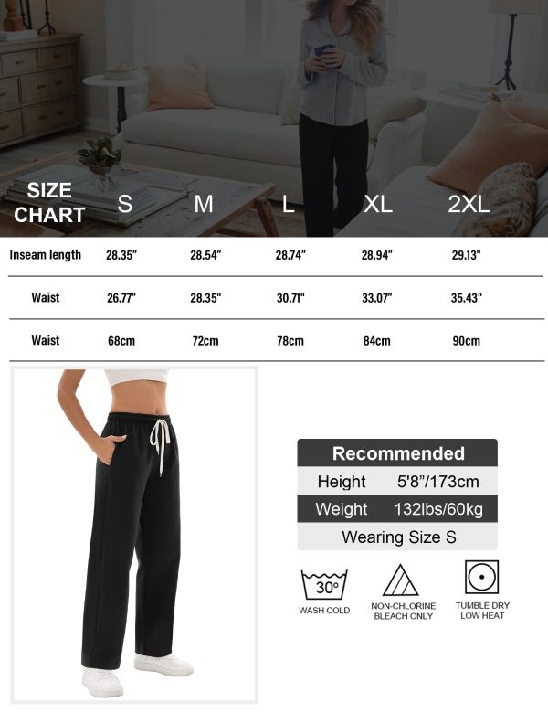 71sERoSQeRL.jpg 1/4 Pack Women's Wide Straight Leg Sweatpants, Cotton Baggy Lounge Sweat Pants, Casual Athletic Fit