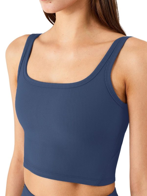 71tiAOPS2L.jpg Women's Seamless Sports Bra Workout Crop Top Ribbed Padded Longline Wirefree Medium Support Tank Tops Fitness