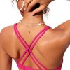 Womens V Neck Bikini Tops Twist Front Bathing Suit Criss Cross Back Swimsuit Padded