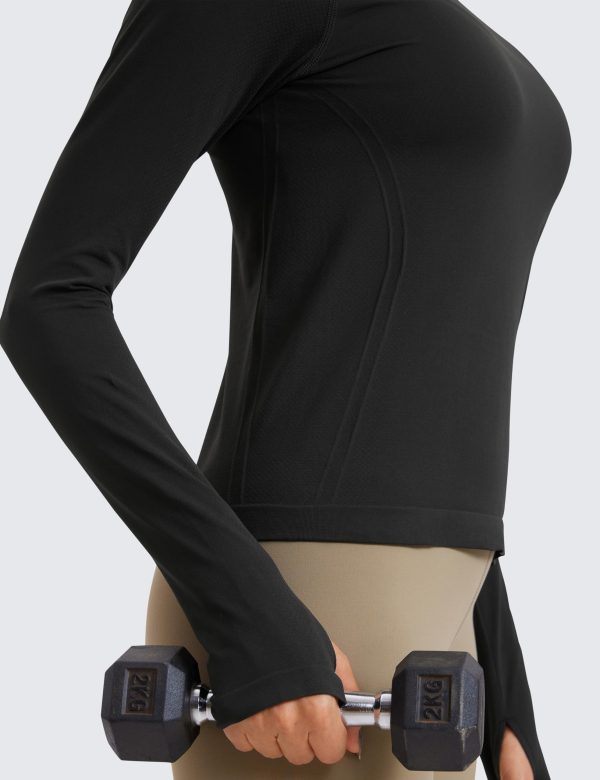 71ugoarwuKL.jpg Womens Seamless Workout Long Sleeve Shirts Quick Dry Gym Athletic Tops Breathable Running Yoga T-Shirts