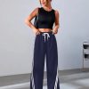 Quenteen Women's Wide Leg Sweatpants Casual High Waisted Straight Sweat Pants Drawstring Joggers with Pockets
