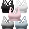 Strappy Sports Bras for Women, Scoop Neck Medium Support Yoga Bra Seamless Criss Cross Longline High Impact Workout Bras