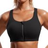 Womens Zip Front High Impact Sports Bra - Molded Cup Adjustable Convertible Straps Wireless Workout Yoga Crop Top