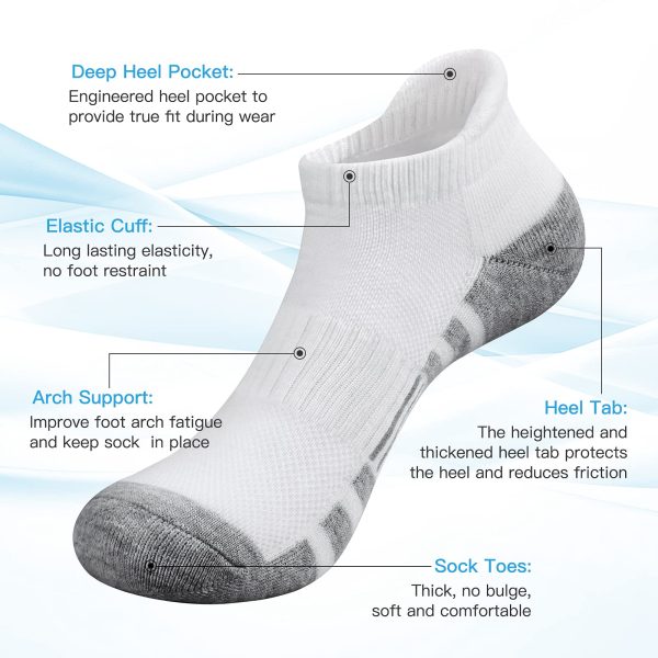 71x6D0vUKzS.jpg Ankle Athletic Running Socks Low Cut Sports Socks Breathable Cushioned Tab Socks for Men Women 6 Pairs