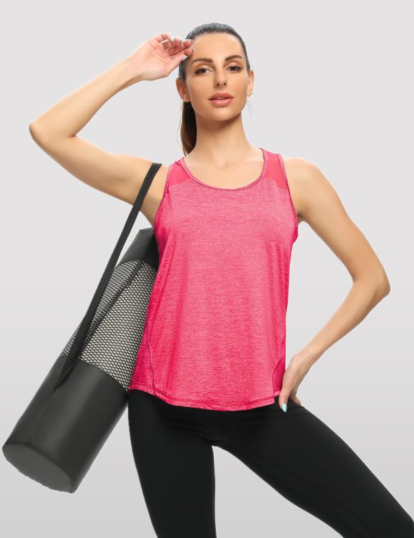 71xki2APySL.jpg 5 Pack Womens Workout Tops Mesh Racerback Tank Tops Sleeveless Athletic Gym Yoga Shirts