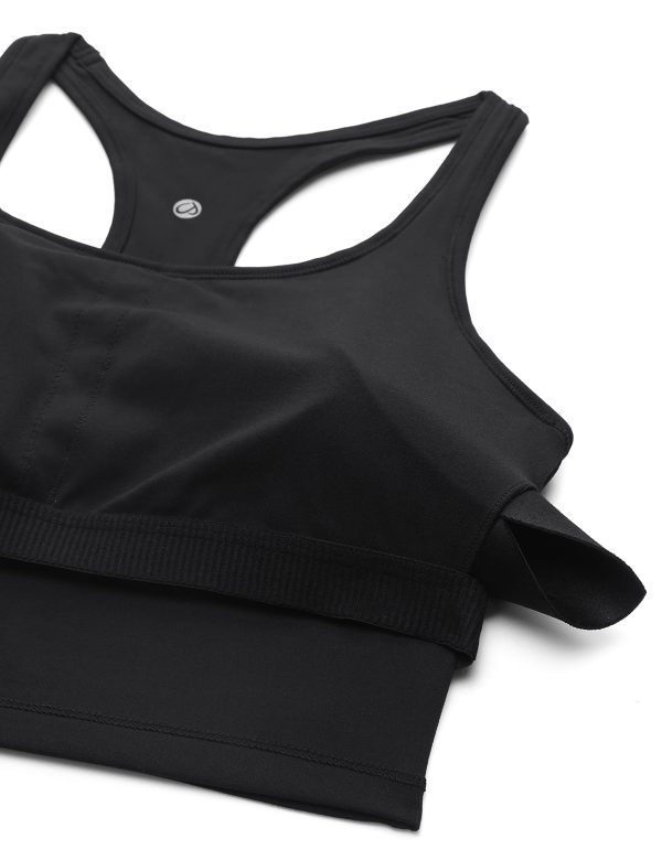 71ynTNVoOgL.jpg Butterluxe Womens Y-Back Racerback Longline Sports Bra - Padded Scoop Neck Workout Crop Tank Top with Built in Pads