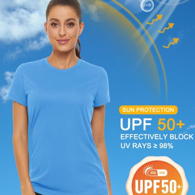 Women's Short Sleeve T-Shirts UPF 50+ Sun Protection Quick Dry Athletic Running Workout Rash Guard Tops