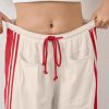 Women Side Striped Wide Leg Pants Color Block High Rise Drawstring Sweatpants Baggy Track Pants with Pockets