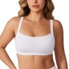 Hugcurve Adjustable Sports Bra Square Neck Wireless Padded Yoga Workout Tops