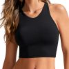 Womens Racerback Bikini Tops Quick Dry High Neck Modest Swimsuit Padded Sports Bathing Suit