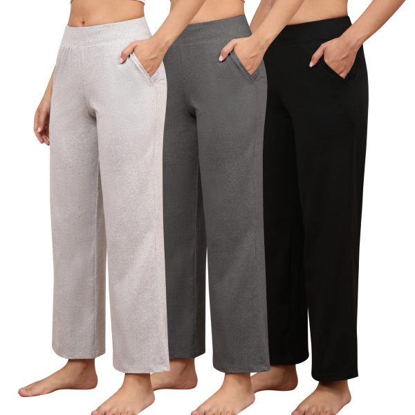 8114B7dMWdL.jpg 3 Pack Women's Wide Leg Petite Sweatpants, Loose Fit Lounge Pants with Pocket Casual High Waist Sweatpants??XS-XL