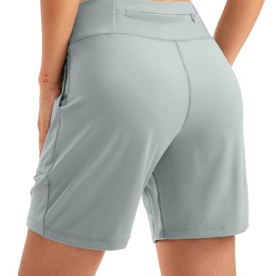 Women's 6'' Athletic Long Shorts with 4 Pockets High Waisted Bermuda Shorts for Women Walking Running Casual