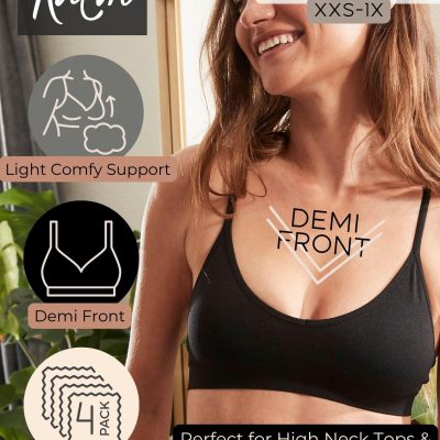 Women??s 4 Pack Racerback Sports Bralette Seamless Wireless Comfort Bra